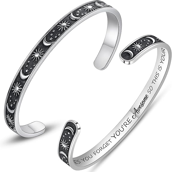 Btysun Bracelets for Women Mothers Day Bracelet Gifts from Daughter Inspirational Gifts for Women Graduation Gifts for Her Motivational Birthday Cuff Bangle Friendship Personalized Mantra Jewelry…