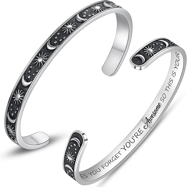 Btysun Bracelets for Women Mothers Day Bracelet Gifts from Daughter Inspirational Gifts for Women Graduation Gifts for Her Motivational Birthday Cuff Bangle Friendship Personalized Mantra Jewelry…