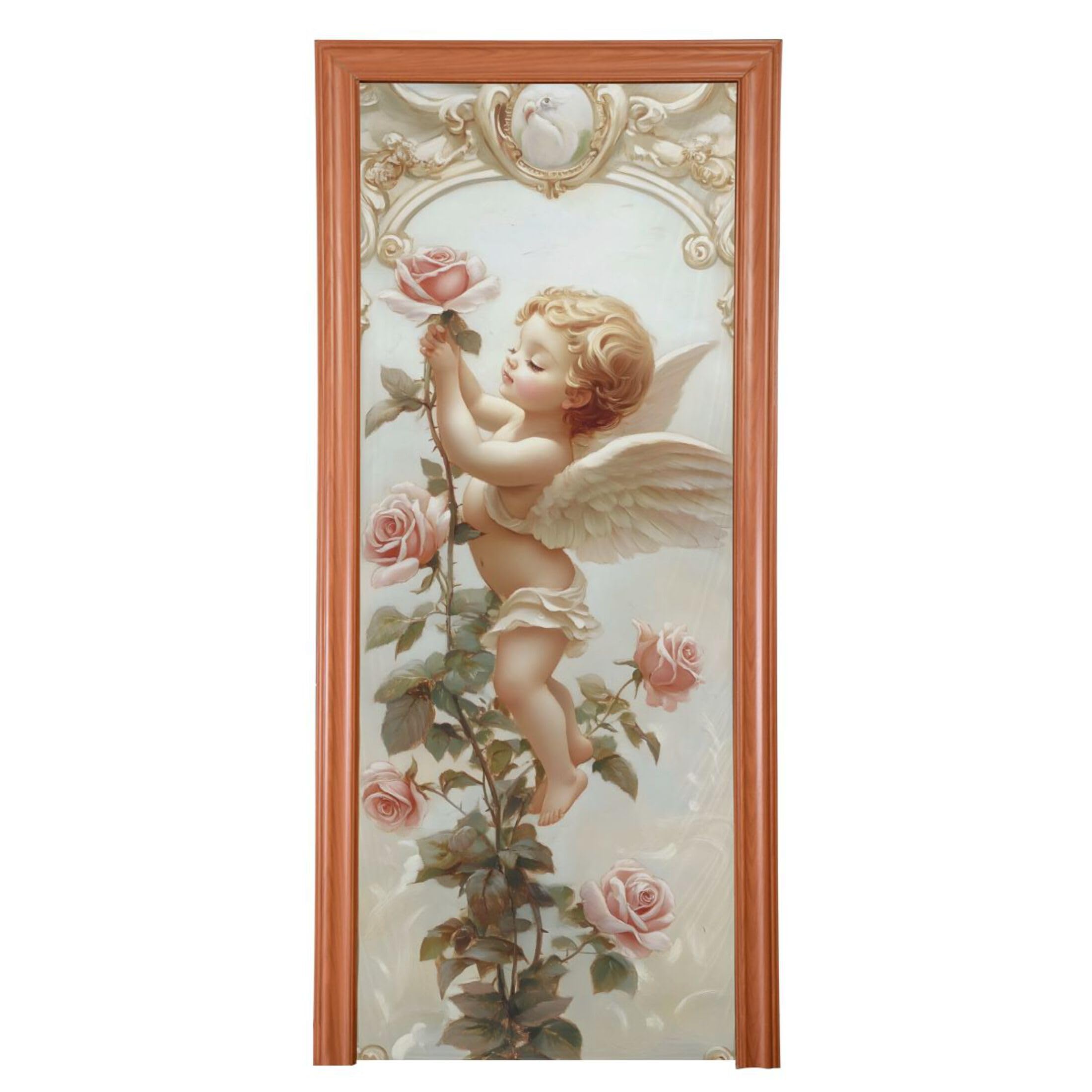 Graziosa copertura per porta a forma di angelo, in tessuto elastico ad alta elasticità, per feste festive, decorazione per la casa, 89 x 200 cm
