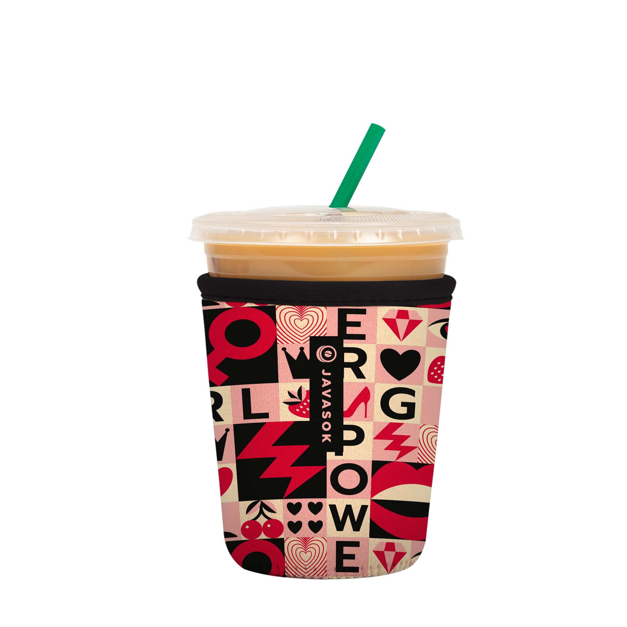 Sok It JavaSok Iced Coffee &amp; Cold Soda Insulated Neoprene Cup Sleeve (Girl Power, Small: 16-20oz)