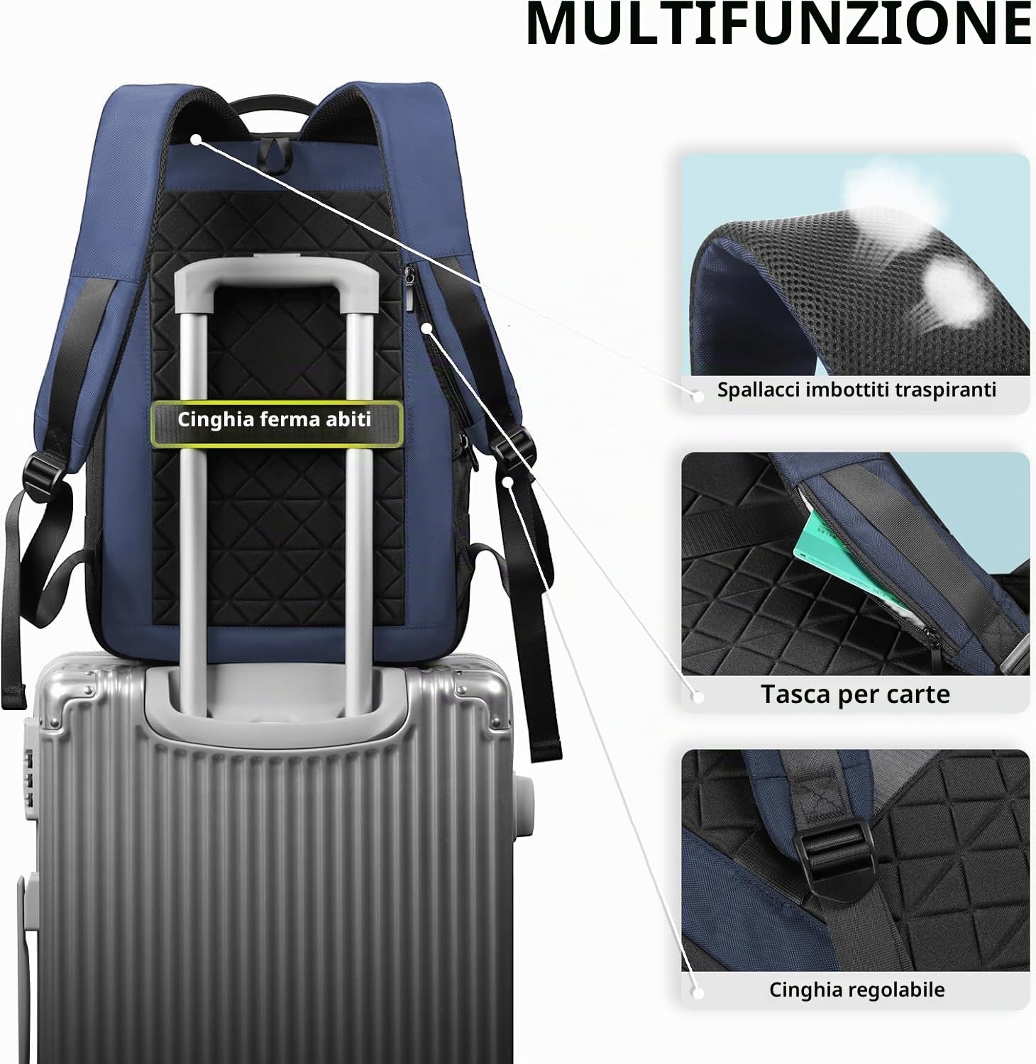 Zaino per Computer Portatili da Uomo Zaini per PC portatili | PC 15,6 pollici con porta USB antifurto Grande Capacità Resistente all'Acqua per lavoro Quotidiano Viaggio Università,Blu