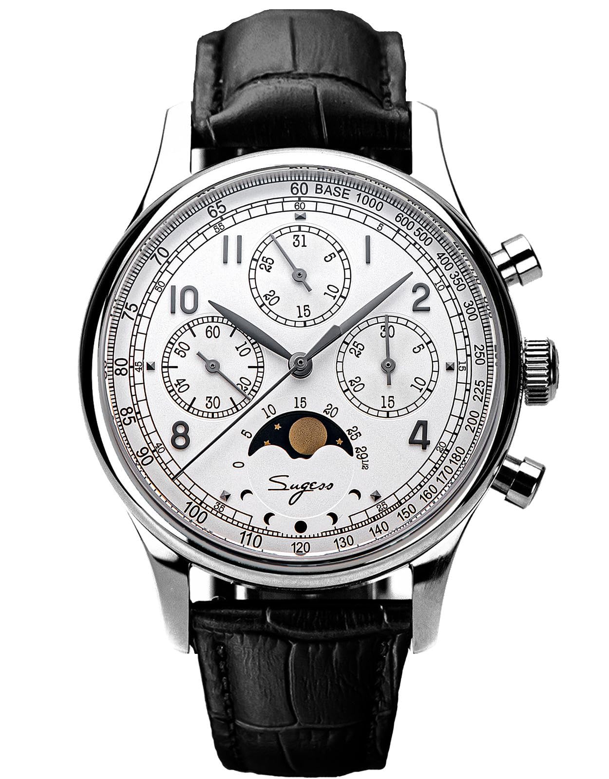 S389-2.01 MoonPhase Master Gold Swan Neck Version Seagull ST1908 Movement Sapphire Crystal Men's Chronograph Mechanical Mens Watch 1963