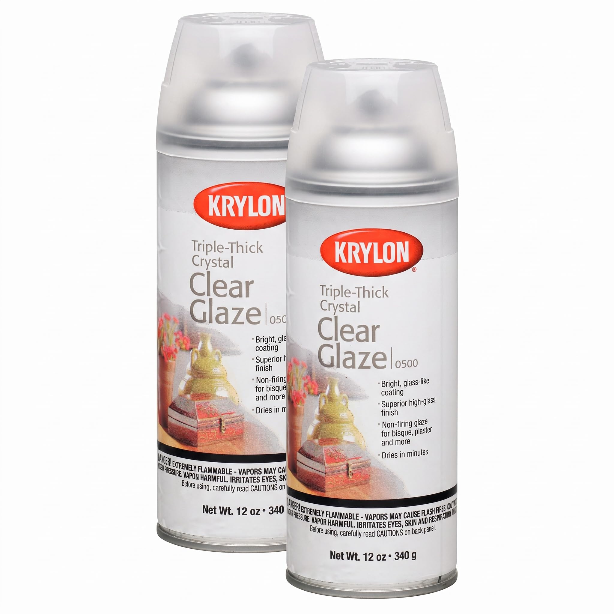 Krylon I00500A07 12-Ounce Triple Thick Clear Glaze Aerosol Spray,High-Gloss (Pack of 2)