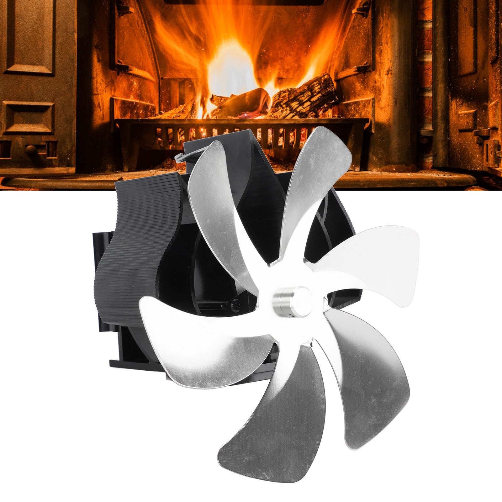 Ventilatore per camino sospeso con canna fumaria, ventilatore stufa (Argento)