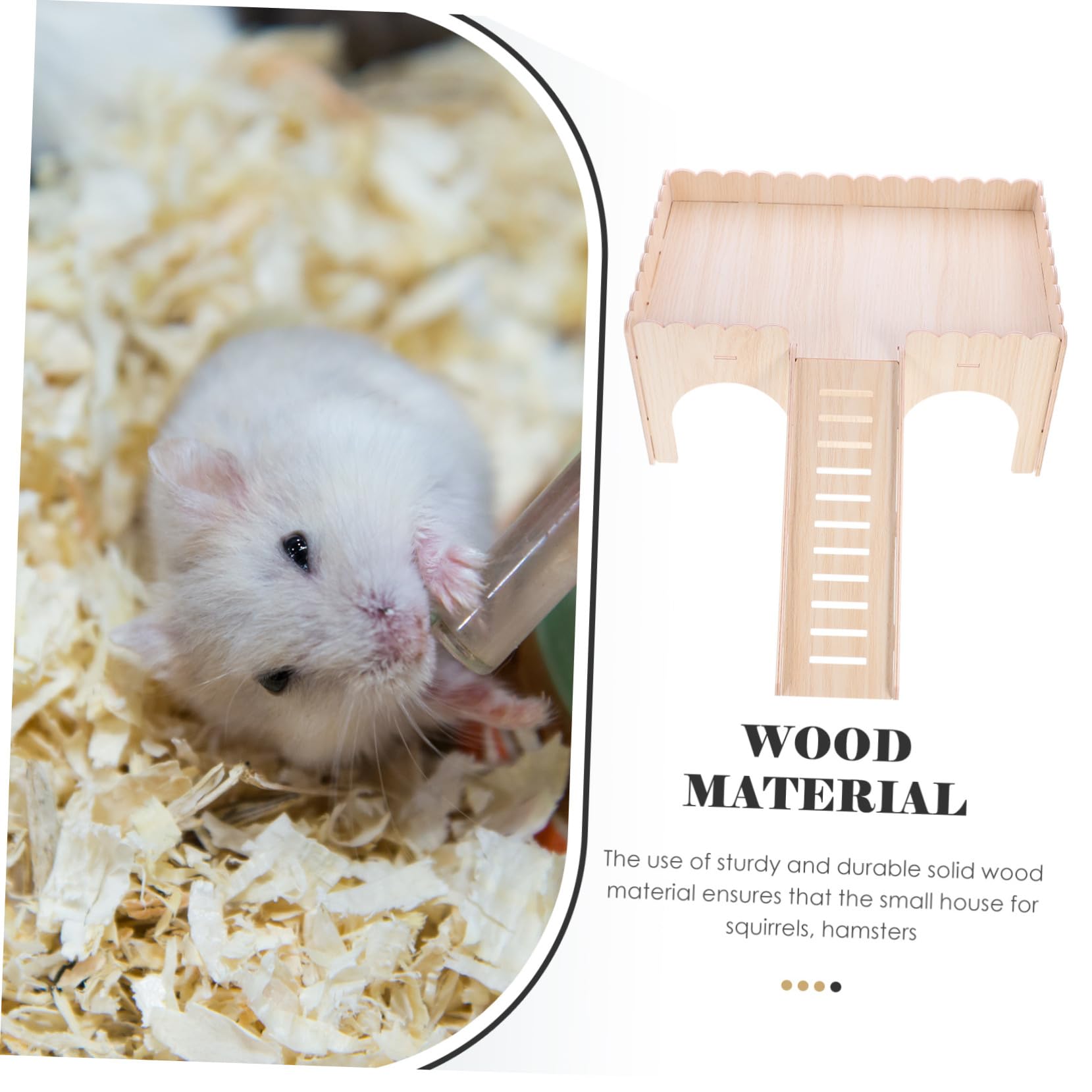 Holz Haustierhütte mit Schlitten, Villaförmig Beige für Kleintiere
