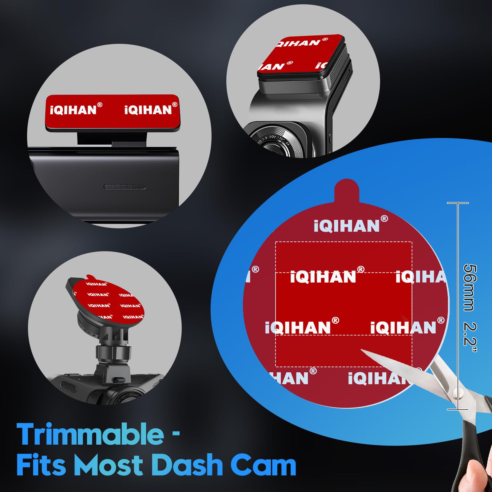 Selbstklebende Klebepads für Dashcam-Halterung, doppelseitiges, starkes Montageband, runder Aufkleber, Ersatz für Auto-Windschutzscheibe, universeller transparenter Aufkleber für Dashcam