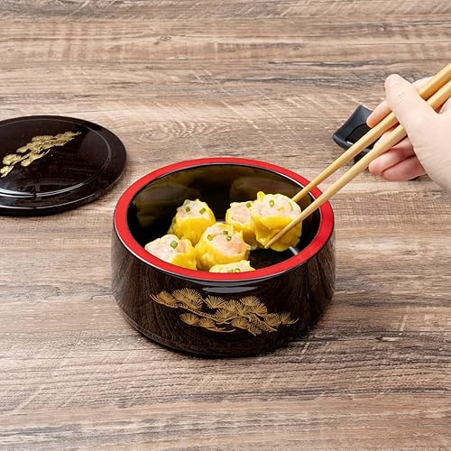 Miniatura 5 de Bento Tek - Caja Bento redonda de 25 onzas estilo japonés color negro 6 12 x 6 12 x 3 14 pulgadas 1 caja