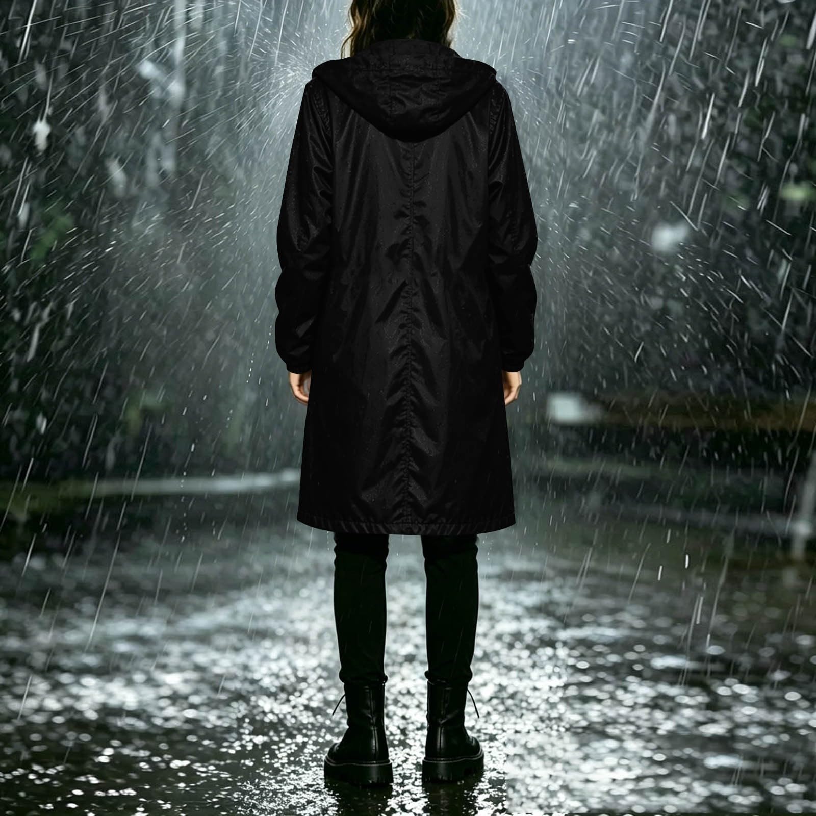 Veste De Pluie Femme Long Imperméable,Manteau À Capuche Coupe Vent Manteaux Mi Saison De Travail Vestes De Randonnée Avec Poches Ciré Femme Imperméable Léger Et À Séchage Rapide