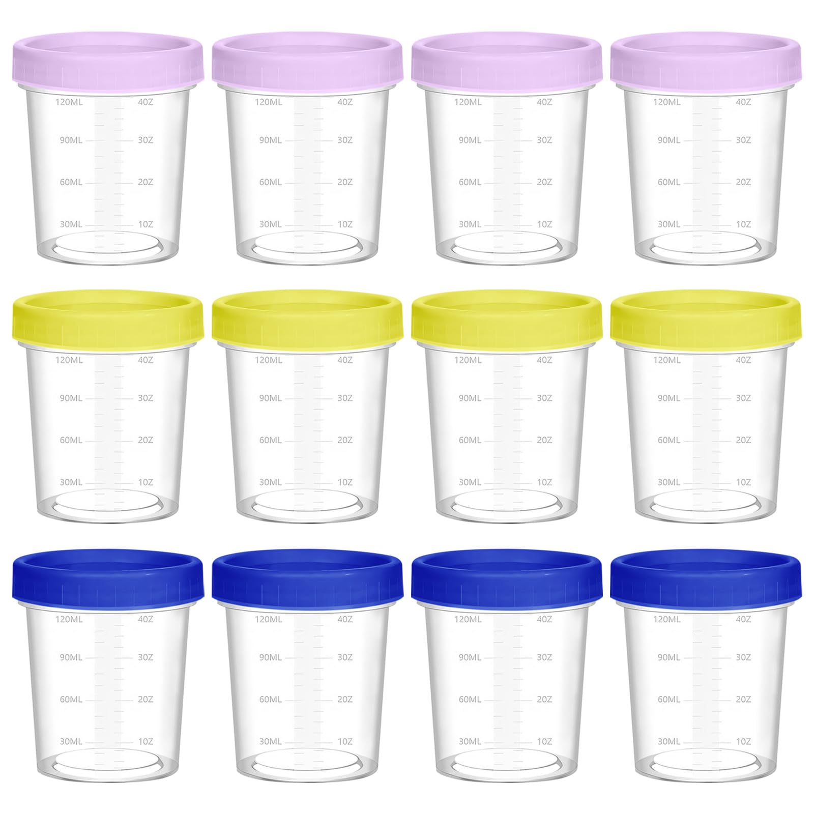Yhtcc Dark Blue,Yellow,Purple Small Food Containers With Lids12pcs 4Oz 120Ml Plastic Containers With Lids, Stackable Reusable Essential Kitchen Snacks For Dressing Sauce, Snacks, Yogurt, Microwave And Refrigerator