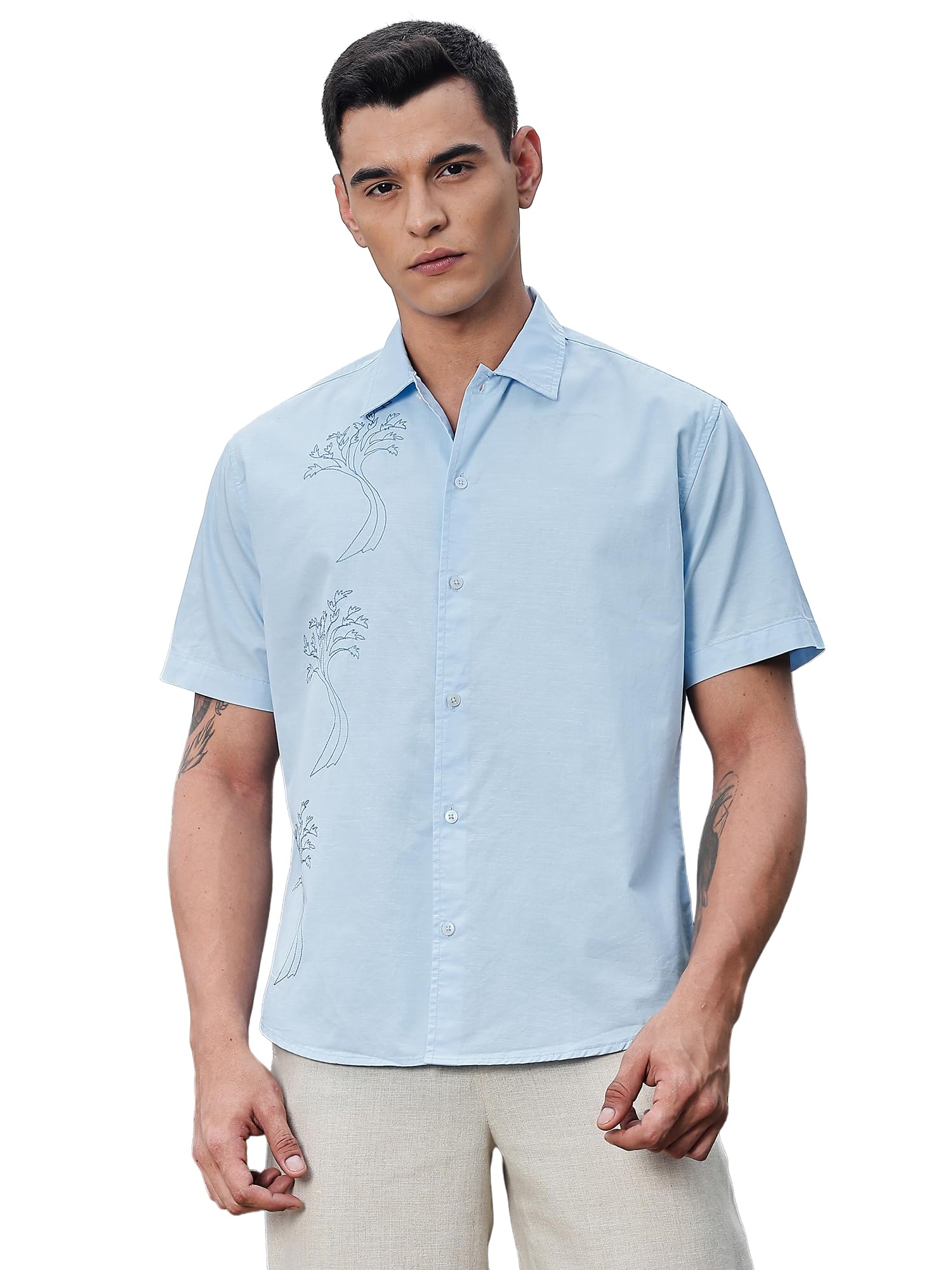 Men's | Short Sleeve | Spread Collar | Premium Cotton | Slim Fit | Casual | Shirts for Men-image-43