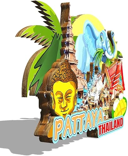 Miniatura 2 de Imán de madera para nevera de Pattaya Tailandia Monumentos 3D de viaje, coleccionables, recuerdos, decoración hecha a mano