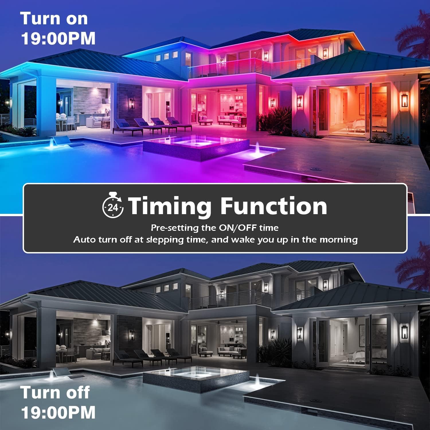 Aulimhti Bande LED Extérieure 30M Étanche Musique Sync RGB IP65 Bande LED Extérieur Étanche avec App Télécommande Lumières LED