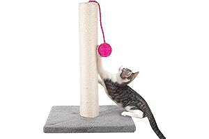 PETMAKER 17-Inch Small Cat Scratching Post - Sisal Rope and Carpet Scratching...