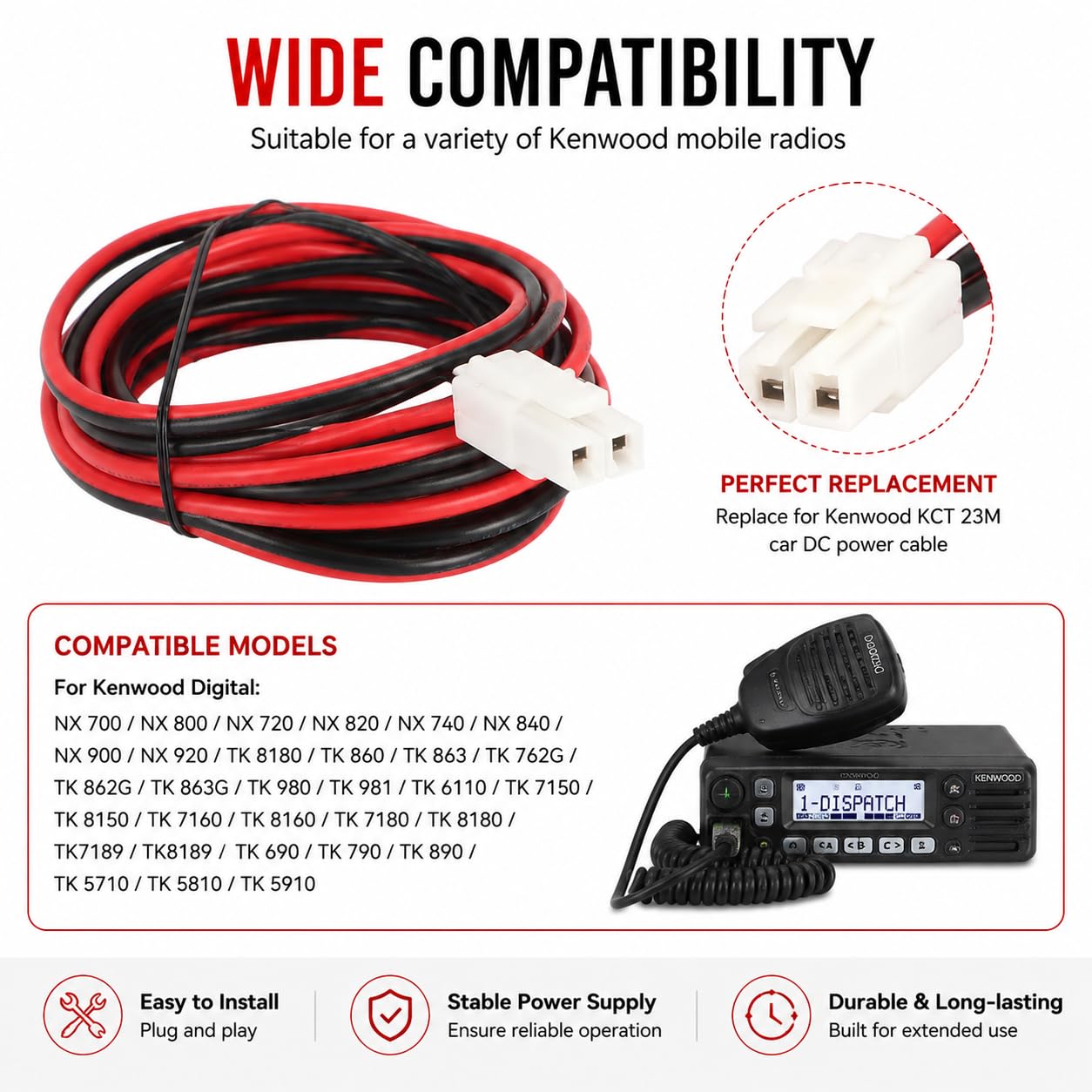 Amazon.com: Pomya Mobile Radio DC Power Cable Car DC Power Cord