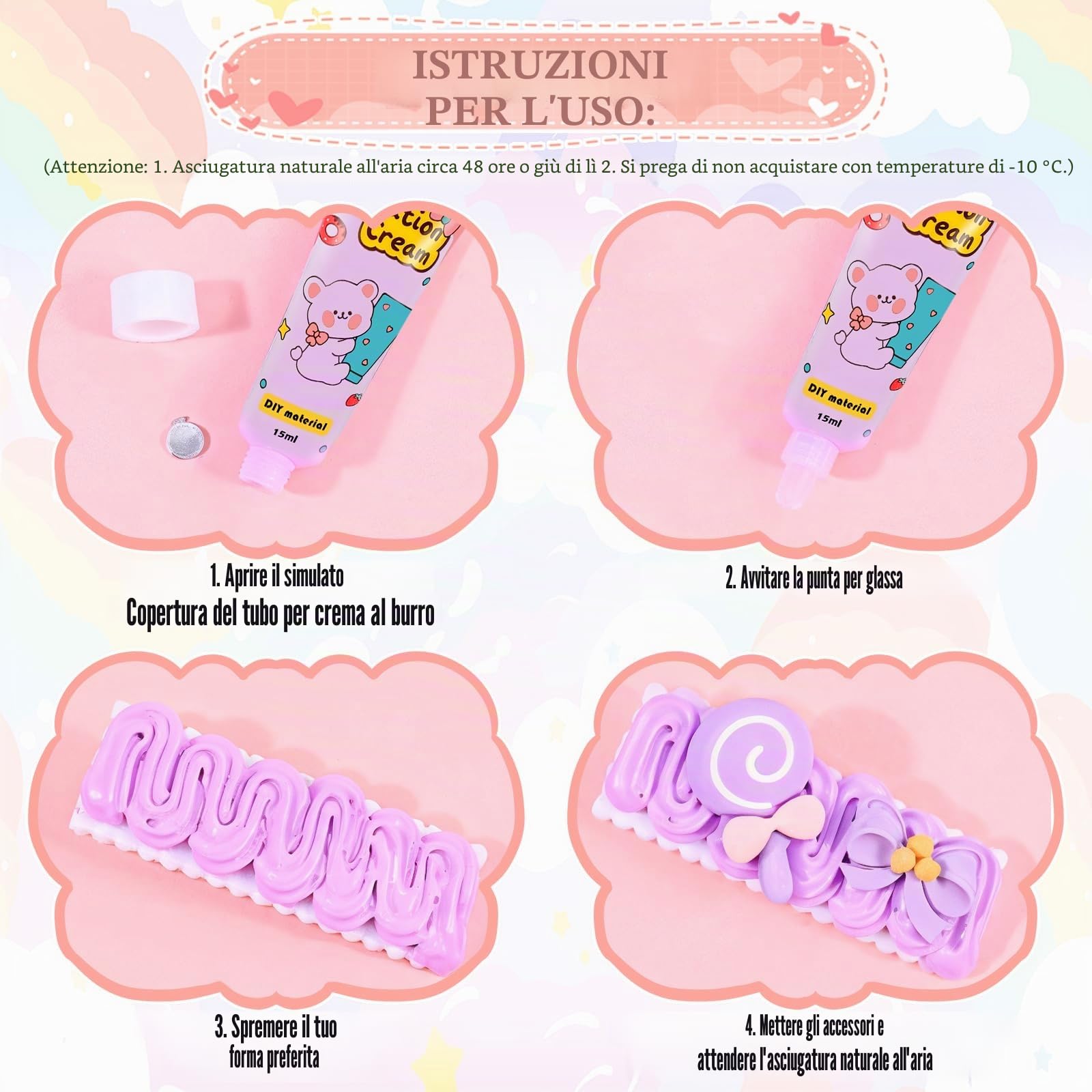 Colla crema multifunzionale - Kit di 6 colori (tubi da 15 g) per fai da te, scrapbooking, gioielli e decorazioni