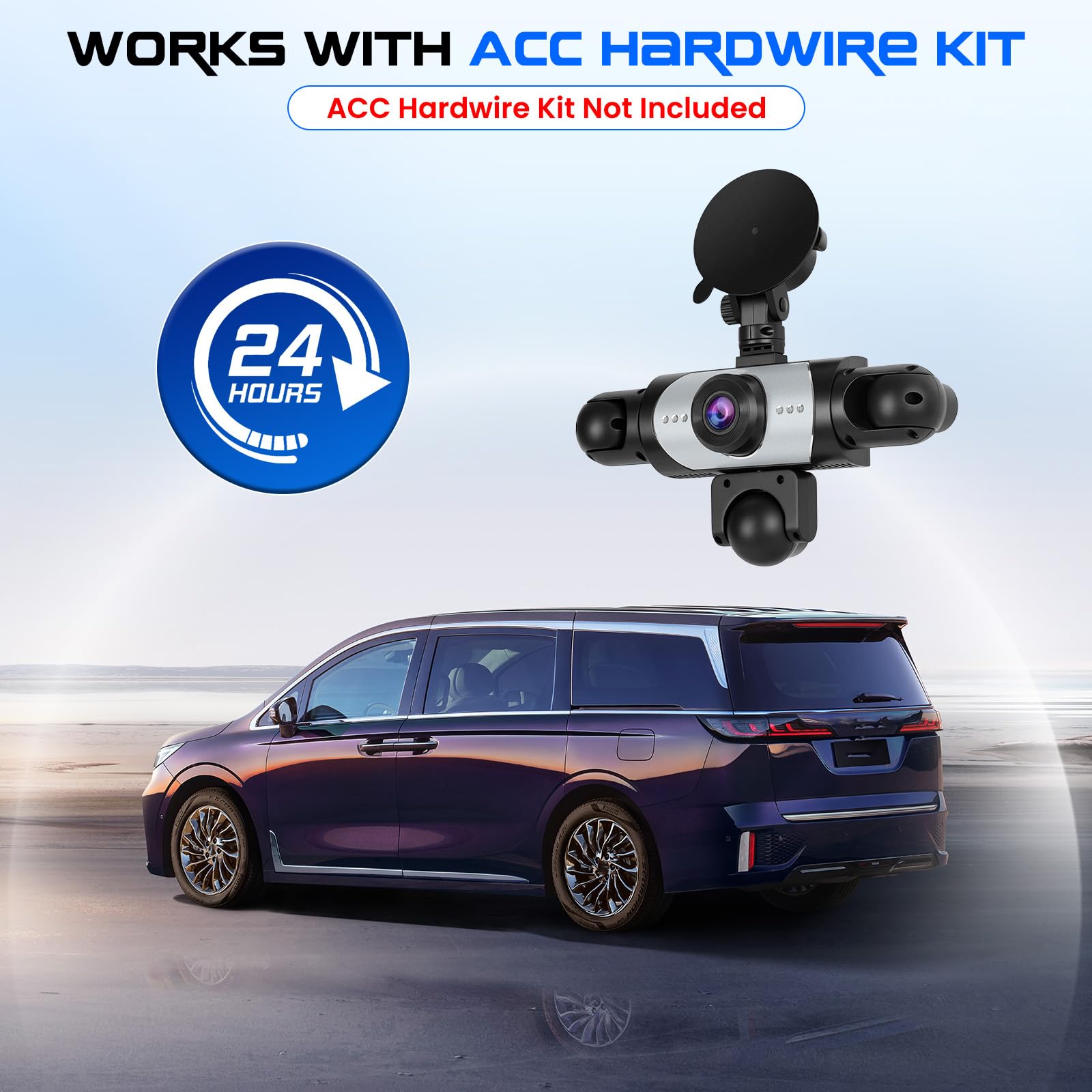 CAMECHO 5 Canales Visión Nocturna Dashcam 1080P Rotación 360° Cámara para Coche, Pantalla Dashcam de 3,16'' Modo Aparcamiento, Ayuda de Marcha Atrás, Grabación en Bucle, Detección de Movimiento