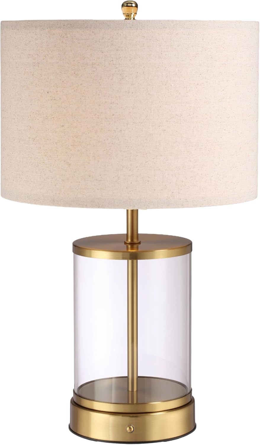 O’Bright Luma - Battery Powered Table Lamp, Cordless Glass Bedside Lamp with Rechargeable 10,000mAh Battery, Full Size 24 Inch Height, Touch Dimmer, Type-C Charging, Clear Glass Design, Antique Brass