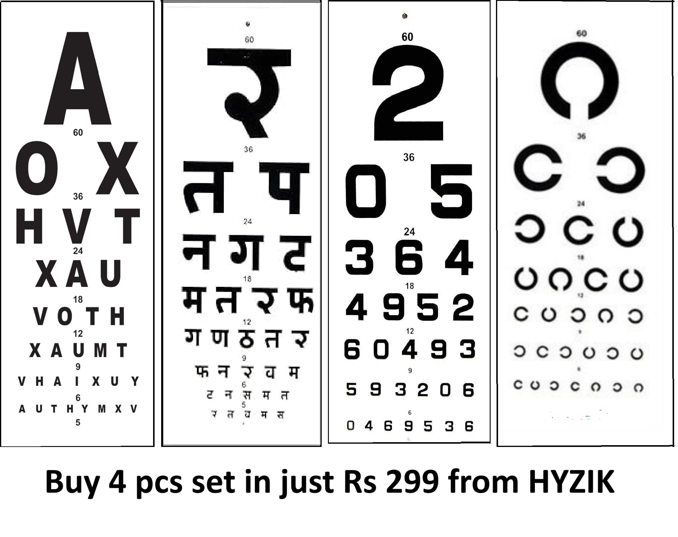 HYZIK Snellen Eye Vision Test Chart combo English(A) and (C) Chart. - Image 6 thumbnail