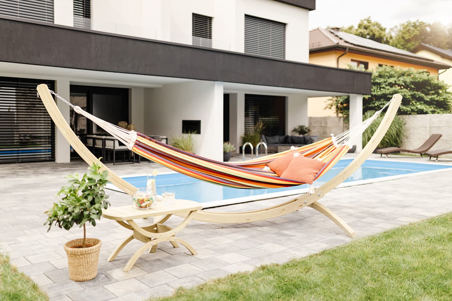 AMAZONAS XXL Komfort Hängematte Paradiso Tropical handgefertigt in Brasilien 250cm x 175cm bis 200kg in Buntgestreift