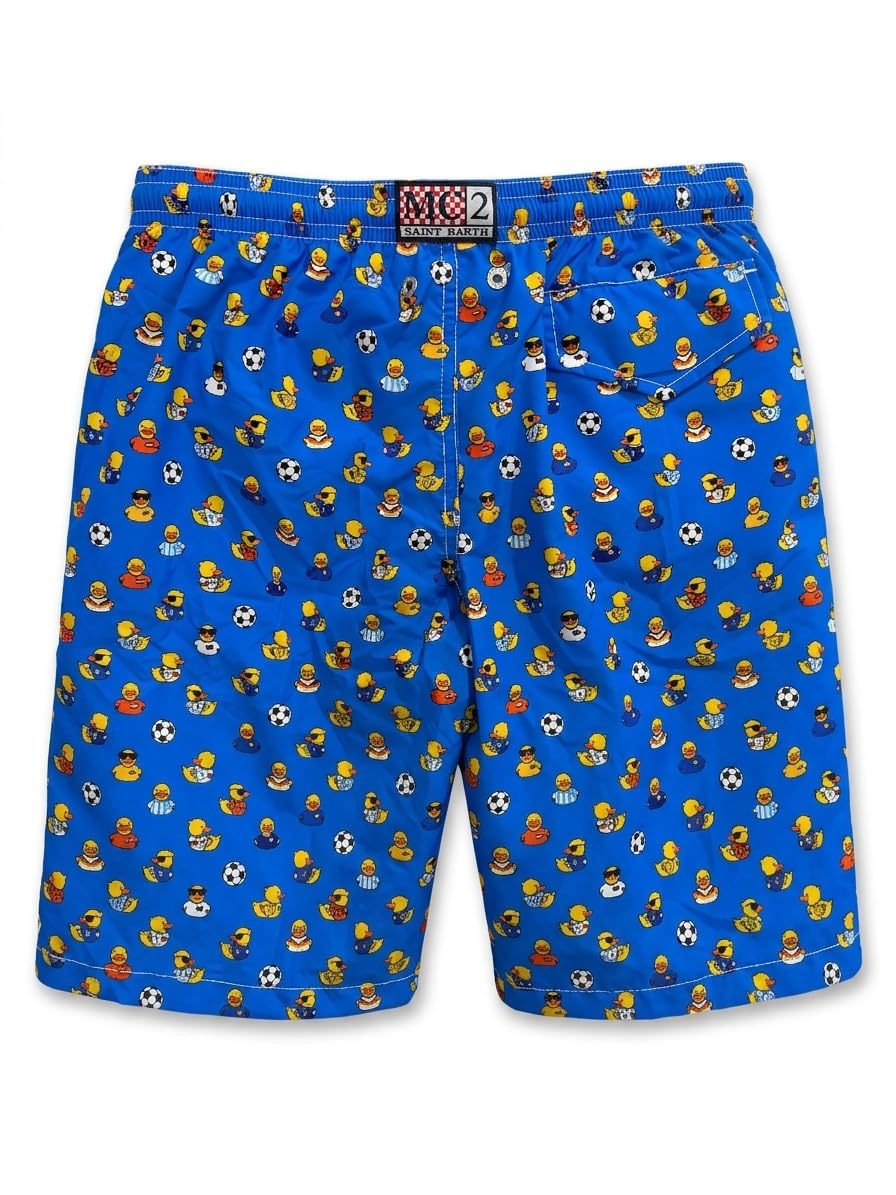Saint Barth MC2 Costume Boxer Jean Lighting Azzurro Stampa Paperelle Calcio