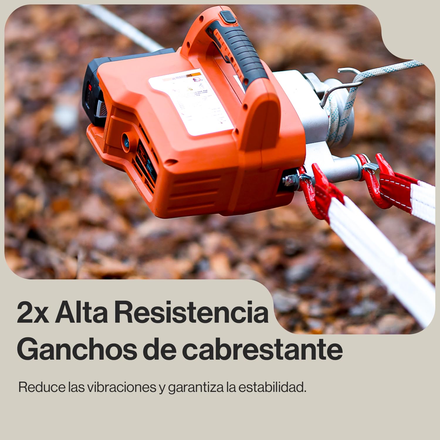 SuperHandy Cabrestante Eléctrico Portátil Cabrestante Polipasto Motor sin escobillas Li-Ion Batería 454kg-908kg Max Fuerza de tracción para la silvicultura Caza(Low Stretch Cuerda Incluido)