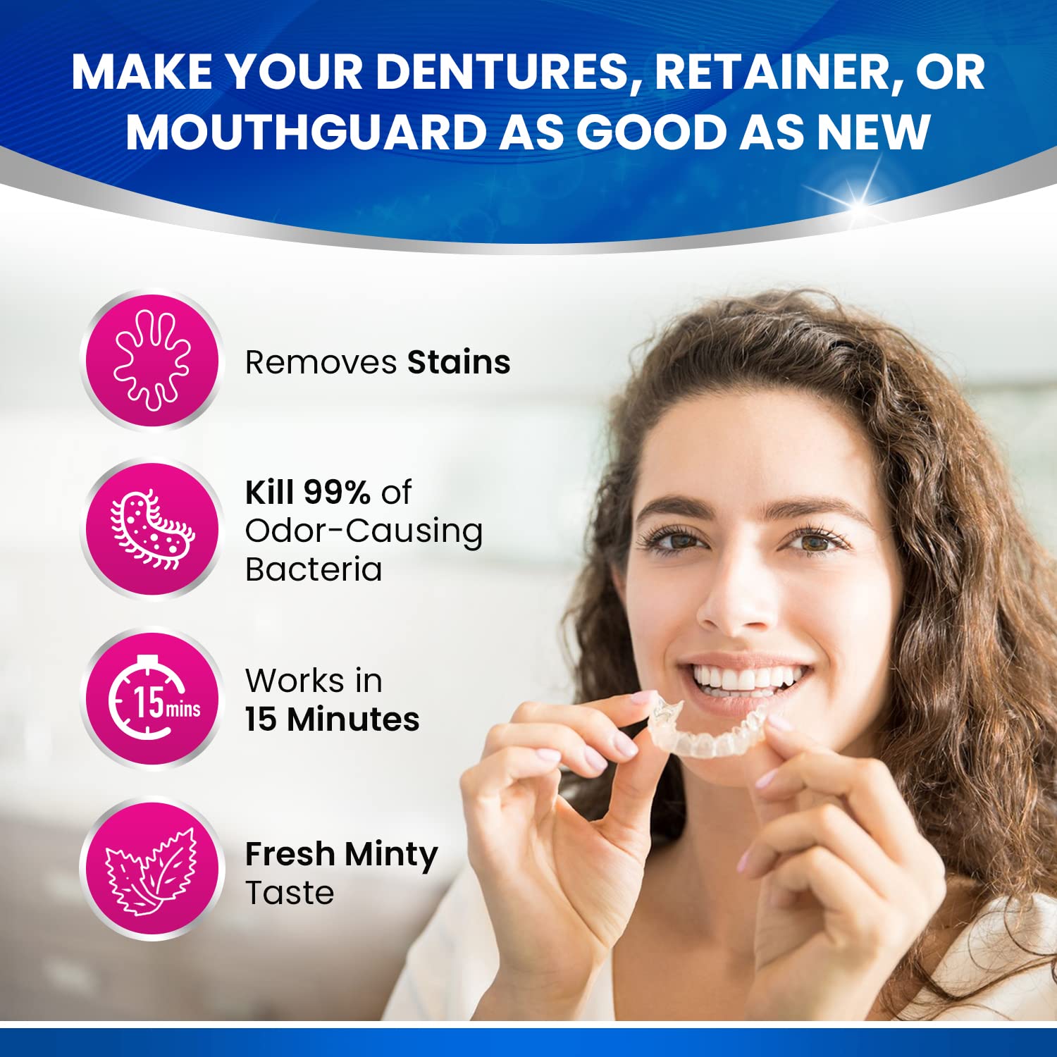 120 Retainer and Denture Cleaning Tablets (4 Months Supply) - Cleaner Removes Plaque, Odars, Stains from Dentures, Retainers, Night Guards, Mouth Guard, Invisalign, and Removable Dental Appliances. : Beauty & Personal Care