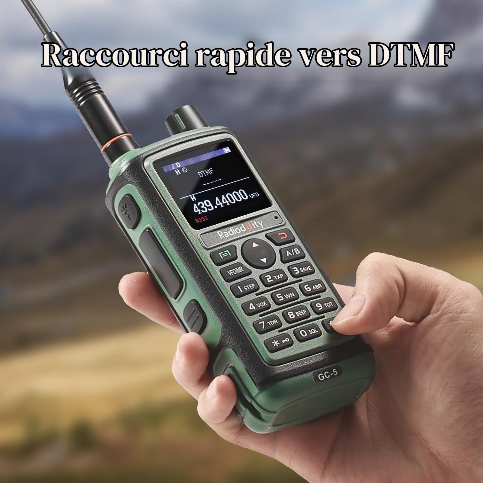 Radioddity GC-5 Radios Bidirectionnelles Double Bande, Talkie Walkie Portable Longue Portée 144-146/430-440 MHz, Radio Licence requise avec Batterie 1800 mAh, 999 canaux, DTMF, VOX, pour Adultes