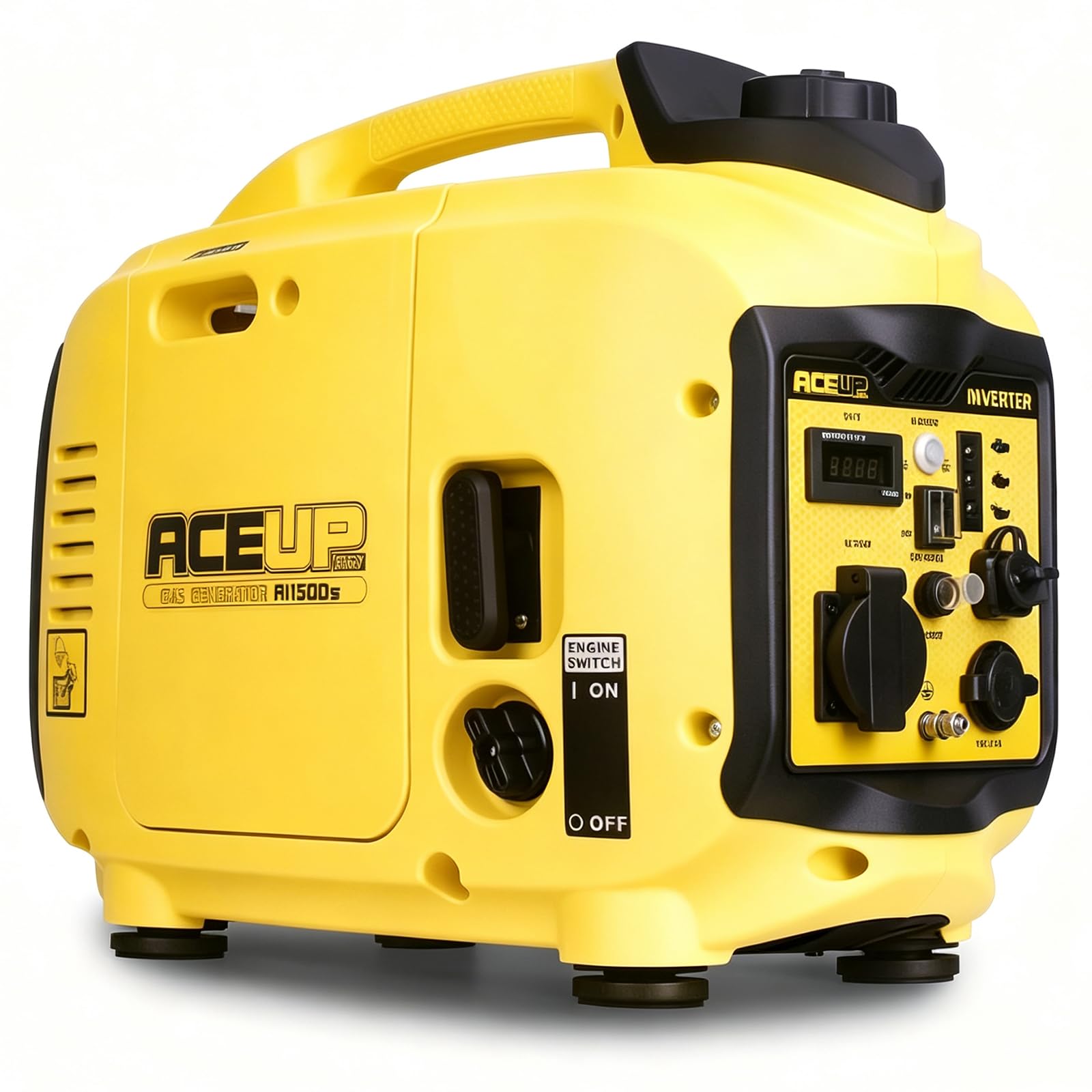Aceup Energy Generador de energía inversor, 1300 vatios, energía de emergencia, silencioso, gasolina, generador de energía, luz, con USB, 230 V, 12 V tomas de corriente para camping
