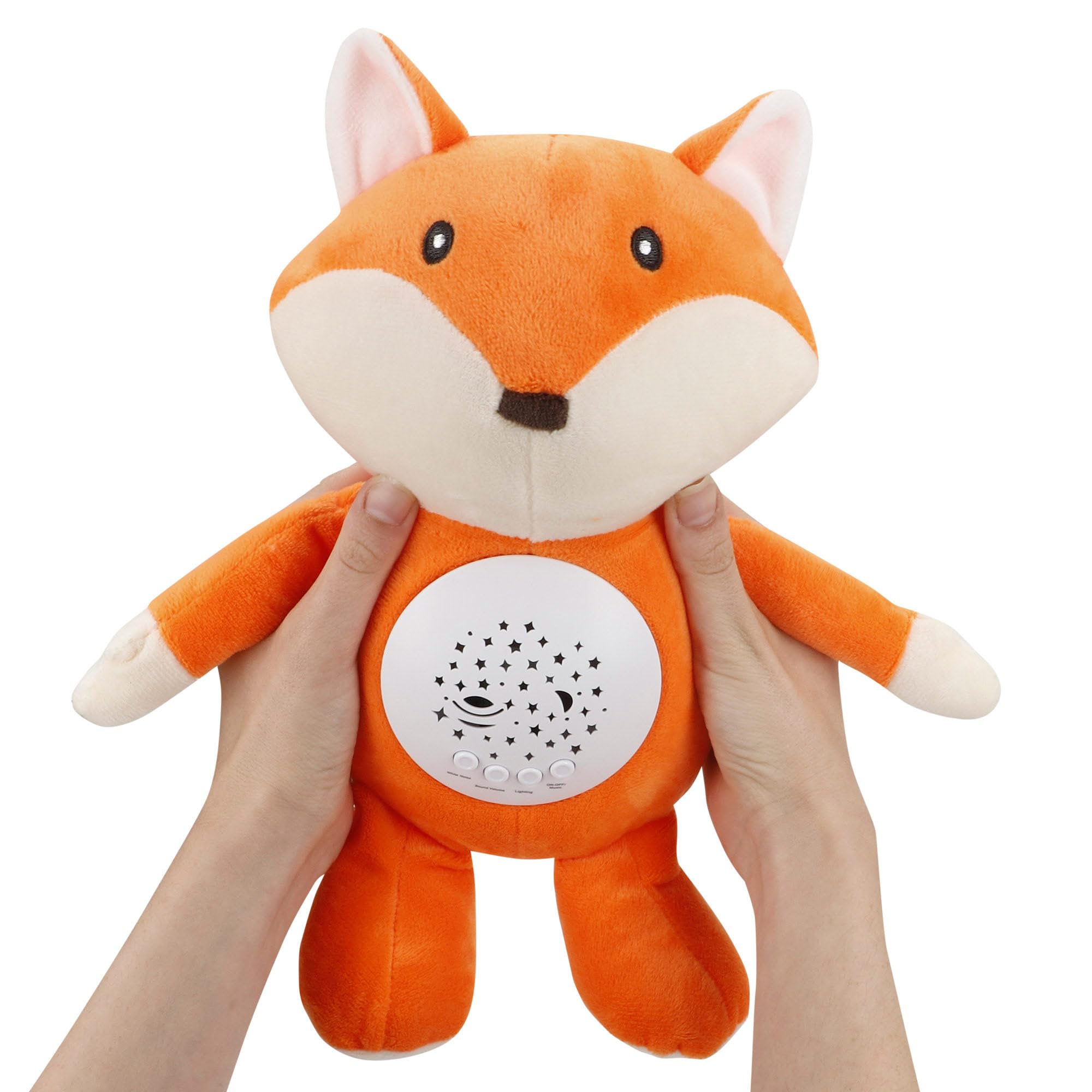 ColorBaby Genial Baby Projecteur étoiles, renard, 27 cm, Veilleuse et minuteur, Peluche effrayante pour enfant, avec sons et bruit blanc bébé, cadeau nouveau-né, cadeaux pour bébé (34031)
