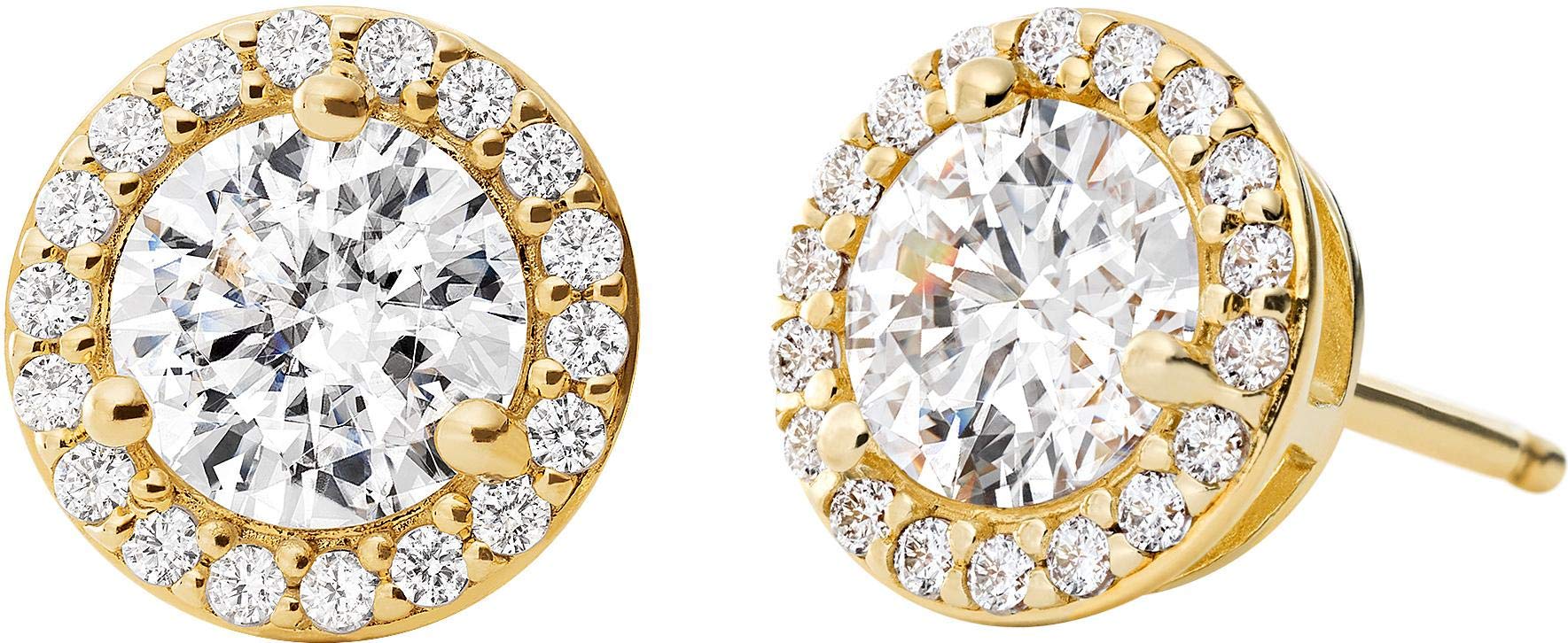 Michael Kors Women'S 14K Gold-Plated Sterling Silver Cz Halo Studs