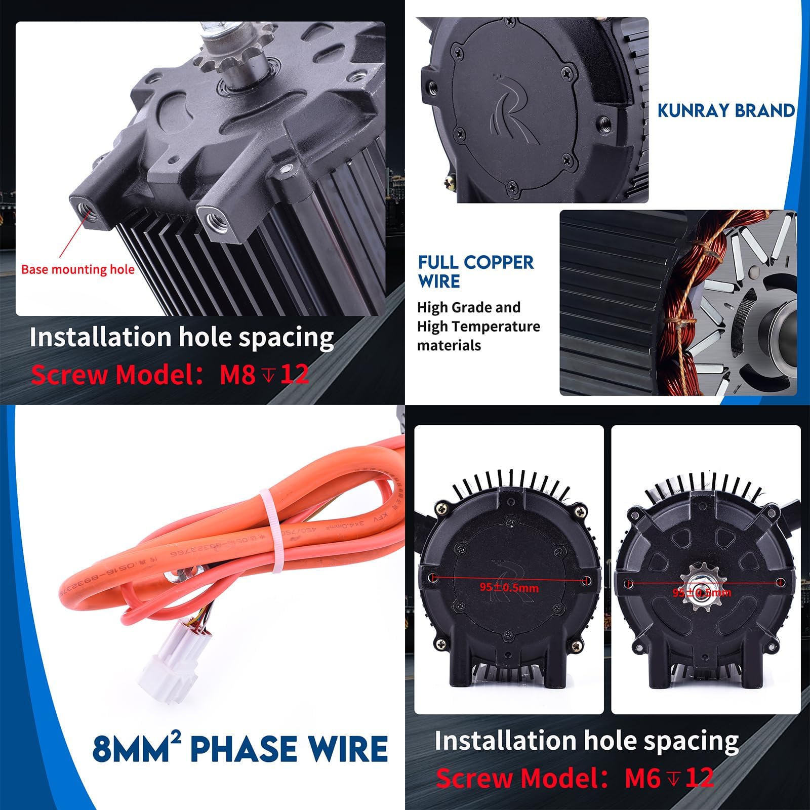 Kunray Motor eléctrico 72V 5000W Motor de alta potencia Mejorado, motor eléctrico para kart Go Kart, motor eléctrico de 6800 rpm para Gokart, patinetas, Dirtbike, ATV/motocicleta, Kit de mejora Razor