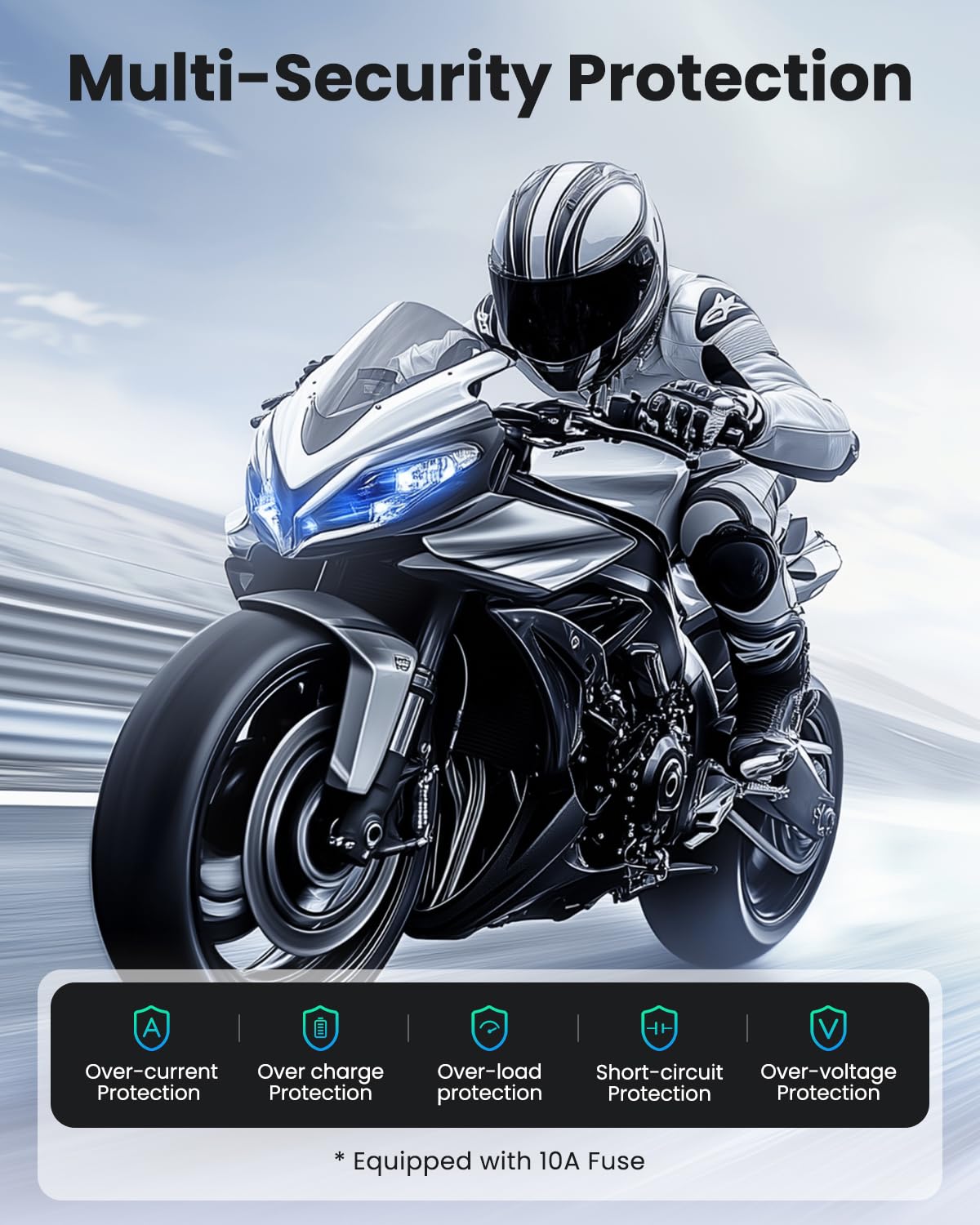 Chargeur de téléphone pour moto, double USB Quick Charge 3.0 Type C PD Chargeur USB pour moto avec interrupteur marche/arrêt (bleu)