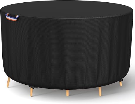 STARTWO Round Patio Furniture Covers ,Outdoor Furniture Table Covers Waterproof ,UV Resistant 110" Dia x 28" H