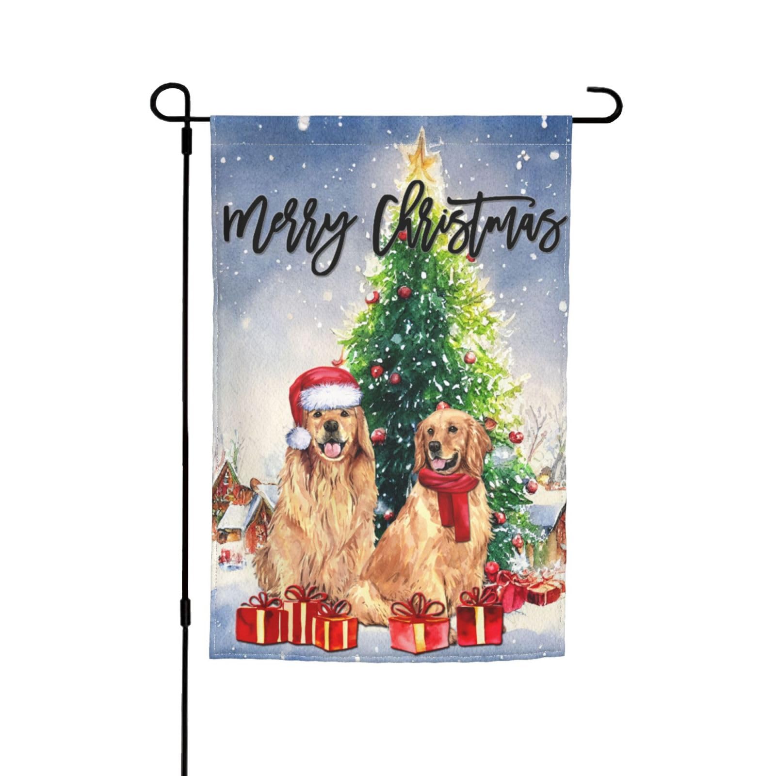 Merry Christmas Dogs Golden Retriever Labrador Garden Flag 12x18 Inch Double Sided Vertical Decoration Yard Small Flag For Outside Holiday Seasonal Outdoor — image 1