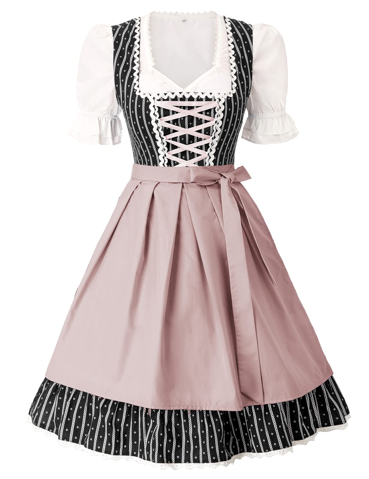 KANCY KOLE Women's German Dirndl Dress Bavarian Oktoberfest Costumes 3 Pieces
