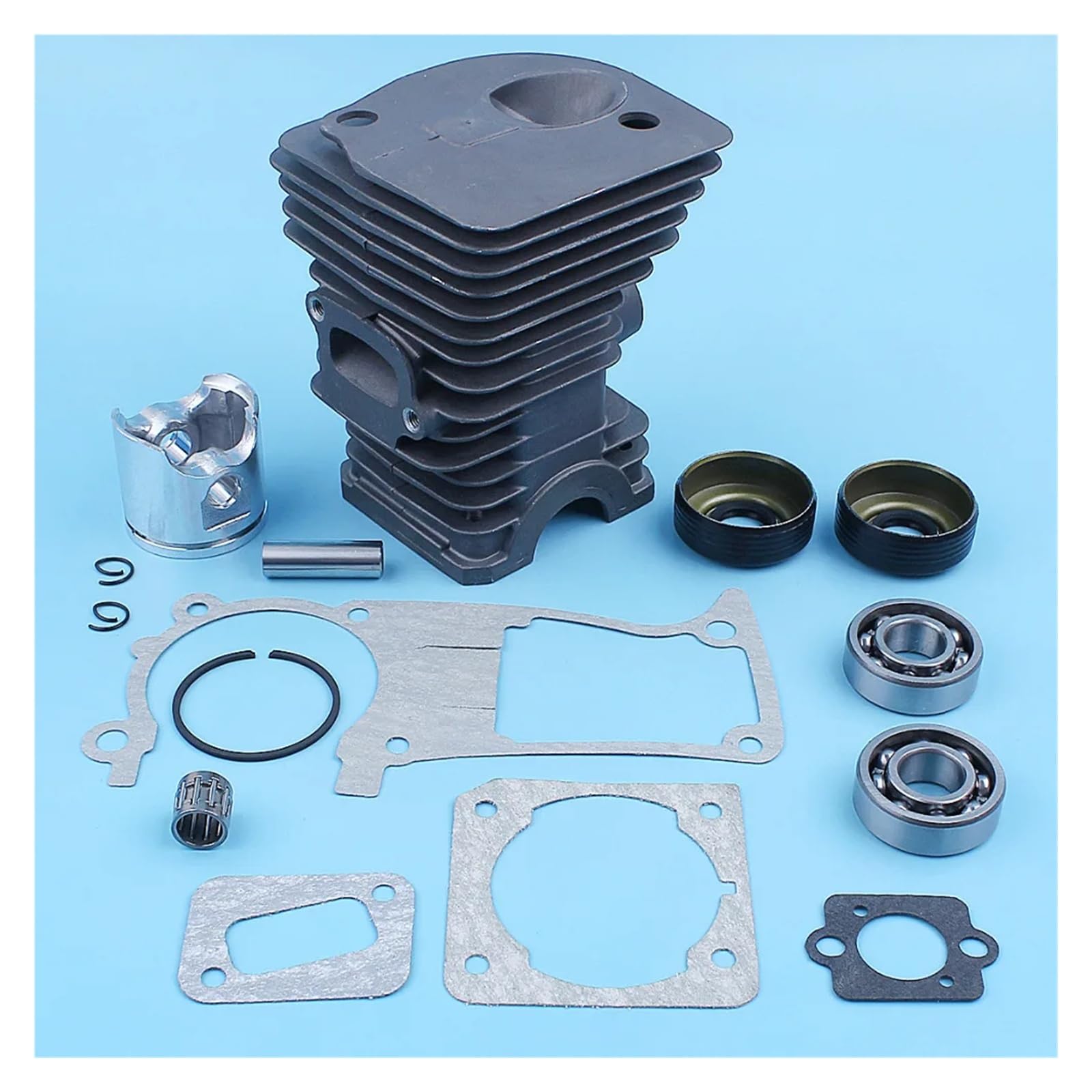 Compatible con Husqvarna 340 345 E, repuesto for herramientas de jardinería, kit de junta de sello de cojinete de cigüeñal de pistón de cilindro de motosierra de 40 mm