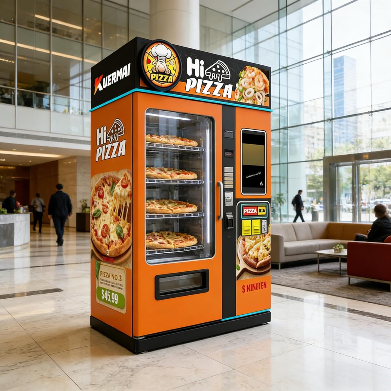 Hybrid Pizza Vending Machine Commercial Pizza Kiosk with Dual-Mode Operation - Fresh or Pre-Made Options for Food Business Opportunity - Low Maintenance, for Universities and Transit Hubs
