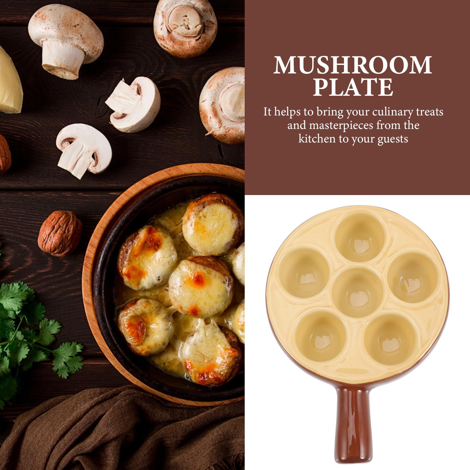 BESTonZON Lot de 2 plaques en céramique Plat à escargots Plat à escargots Plateau à escargots Vaisselle blanche Pot en céramique blanche Pince à escargots Coquille 6 trous Assiette à escargots