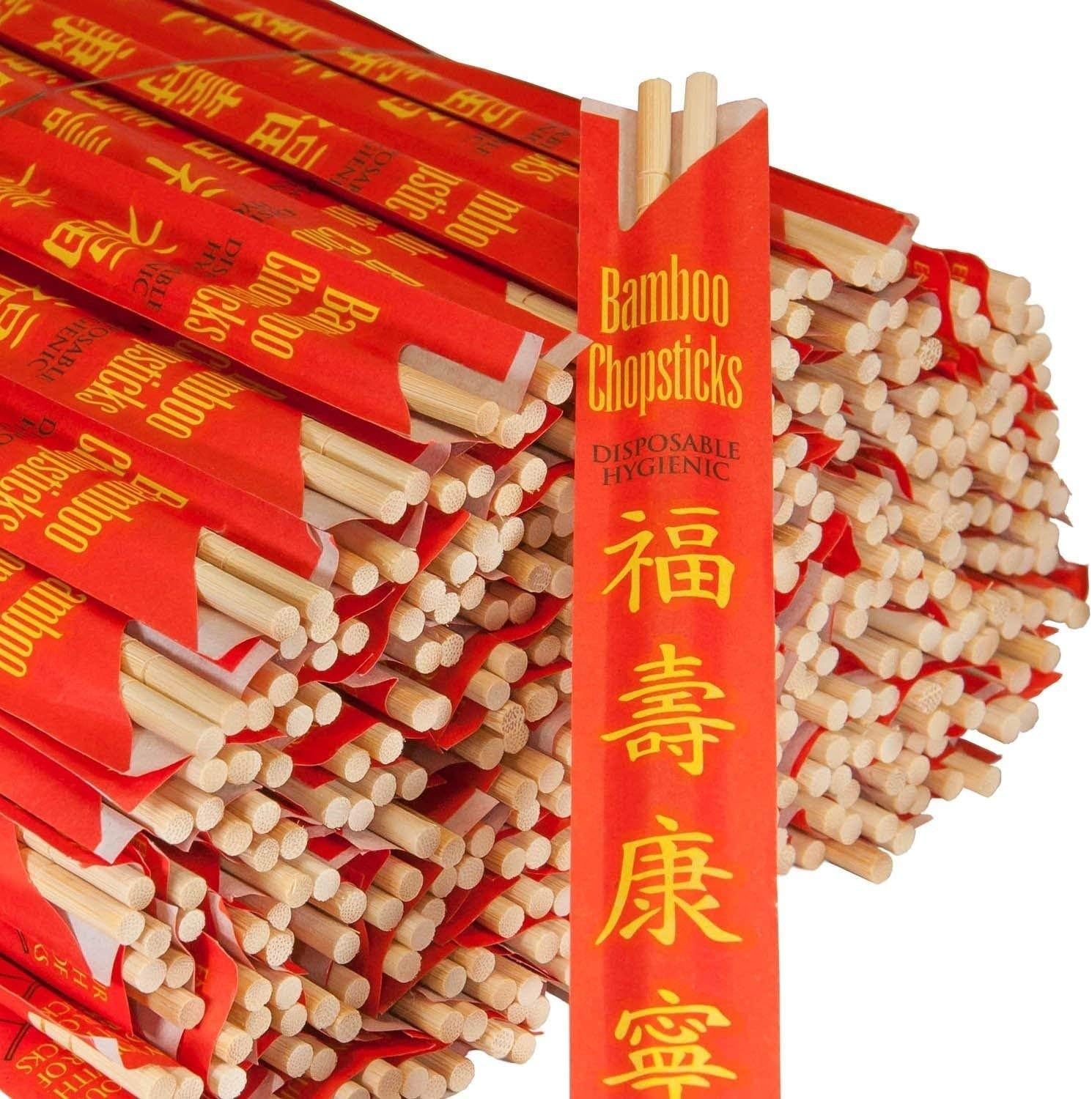 Premium Disposable Bamboo Chopsticks 100 Pack - Smooth Splinter-Free Pre-Separated Red RG RG100