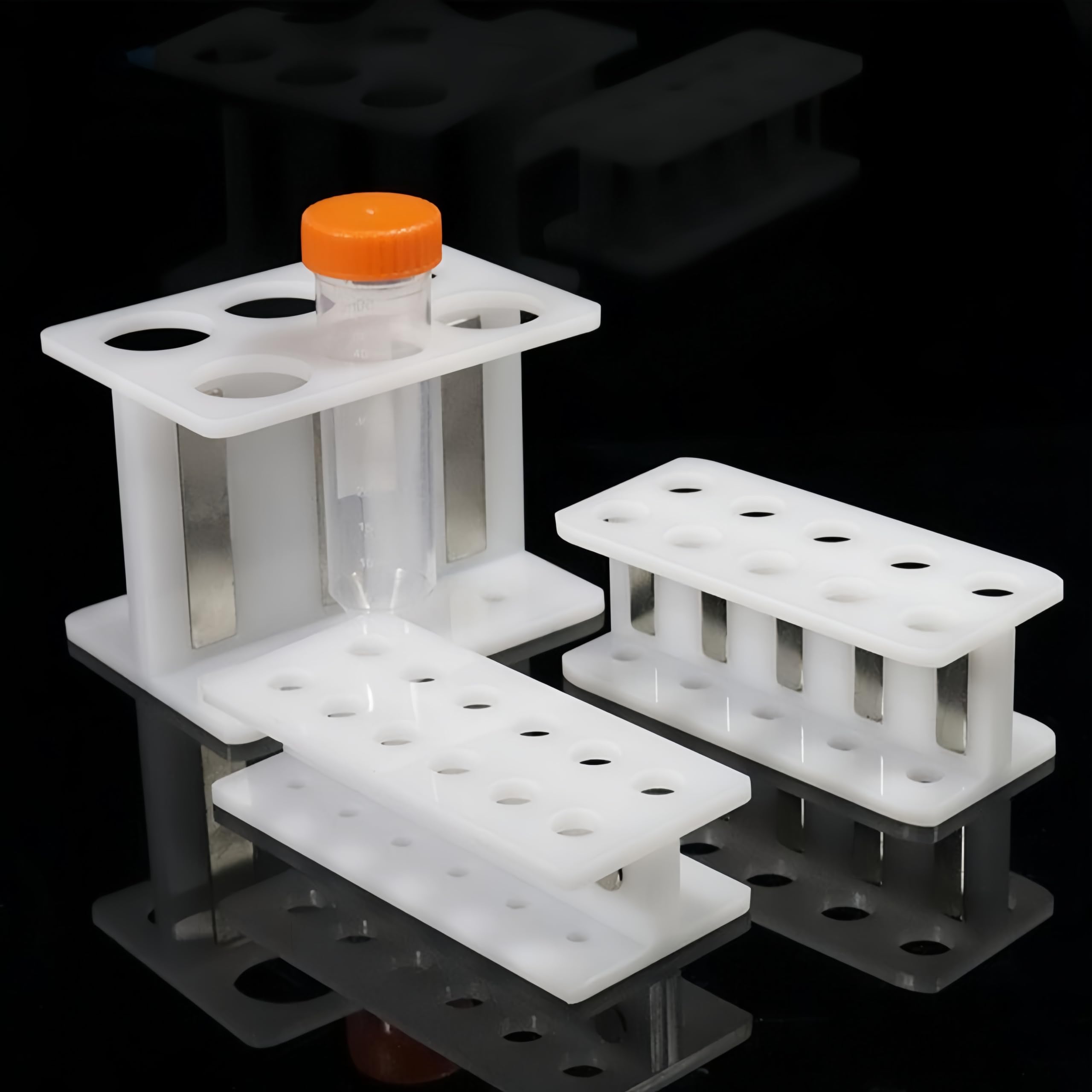 Soporte magnético for tubos de microcentrífuga, for 0,2-50 ml, 1 unidad | Organizador de tubos de ensayo de acrílico blanco(10/15ml 10 Holes (2x5))