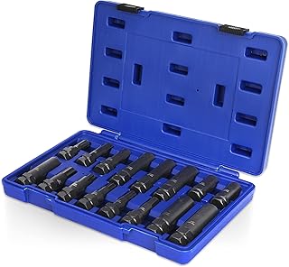 Lug Nut Key Set, 16 Pieces SAE & Metric Wheel Lock Removal Tool Kit, Lug Nut Remover Set for Spline, Star, Hex, and Fluted Hex, Lug-nut Master Extractors & Thin Wall Spline Lug Nut Socket, Cr-Mo Steel