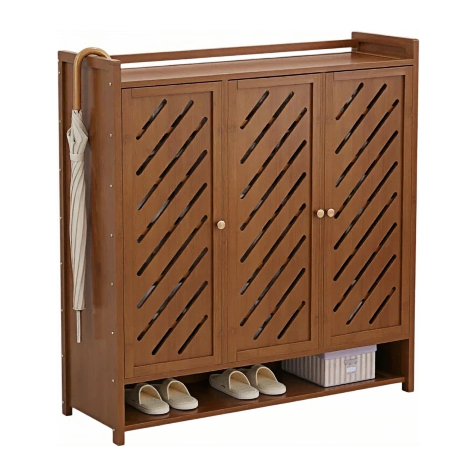 Cenz-888 Shoe Rack Free Standing Household Entryway Shoe Cabinet Indoor Shoe Rack Corridor Small Narrow Entryway Shoe Shelf(Bruin,Large)