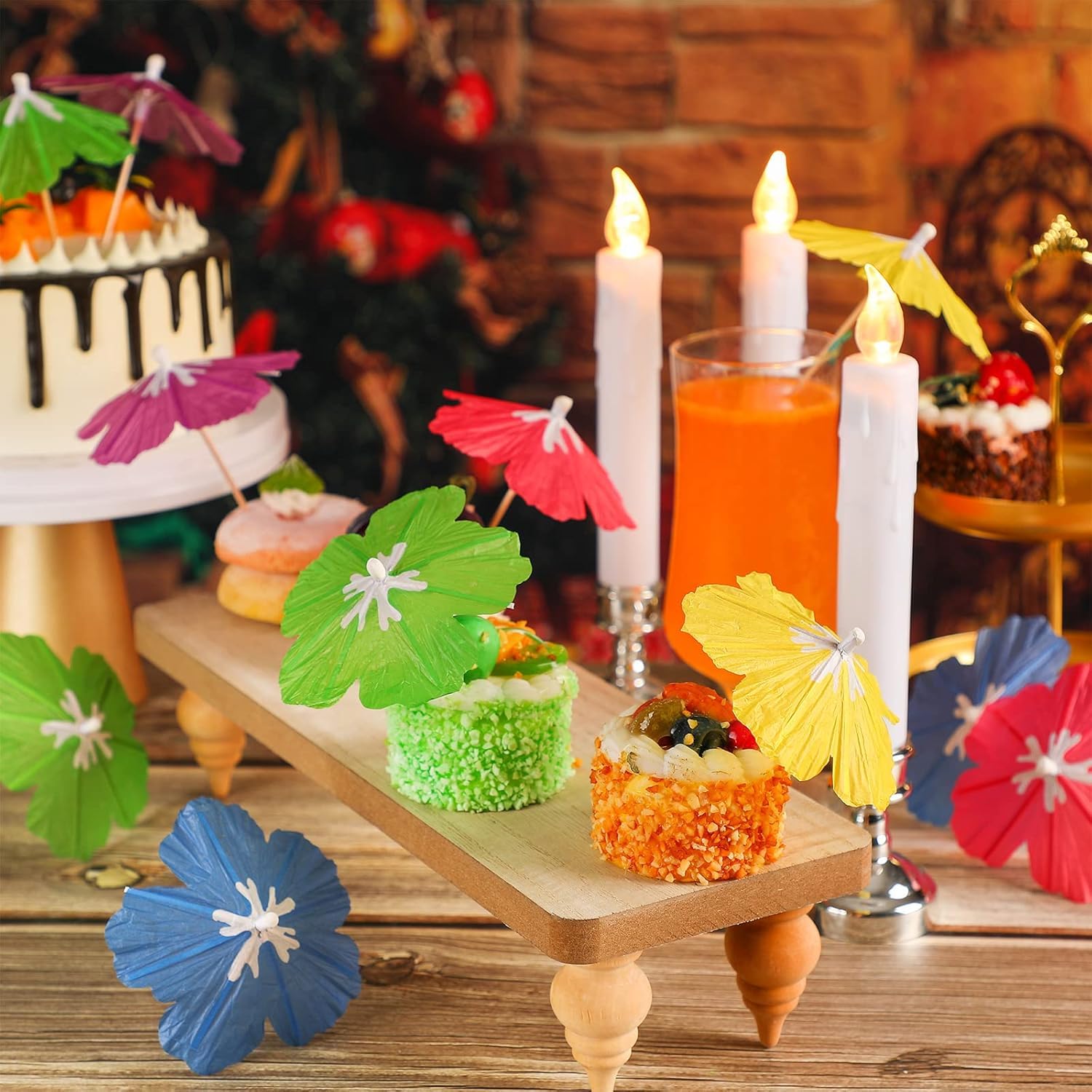 50 Pezzi Ombrelli da Cocktail, Ombrellini Cocktail Parasol, Ombrellini di Carta per Cocktail, Ombrelli Cocktail per Torta Dessert Bevande Antipasti, Ombrellini da Cocktail per Feste a Tema (A)