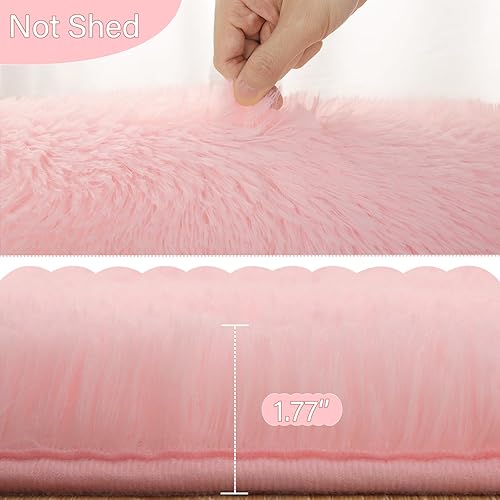 Miniatura 37 de LOCHAS Alfombra esponjosa para dormitorio, 2.6 x 5.3 pies, alfombra lanuda para dormitorio, mesita de noche, alfombra ovalada suave para sala