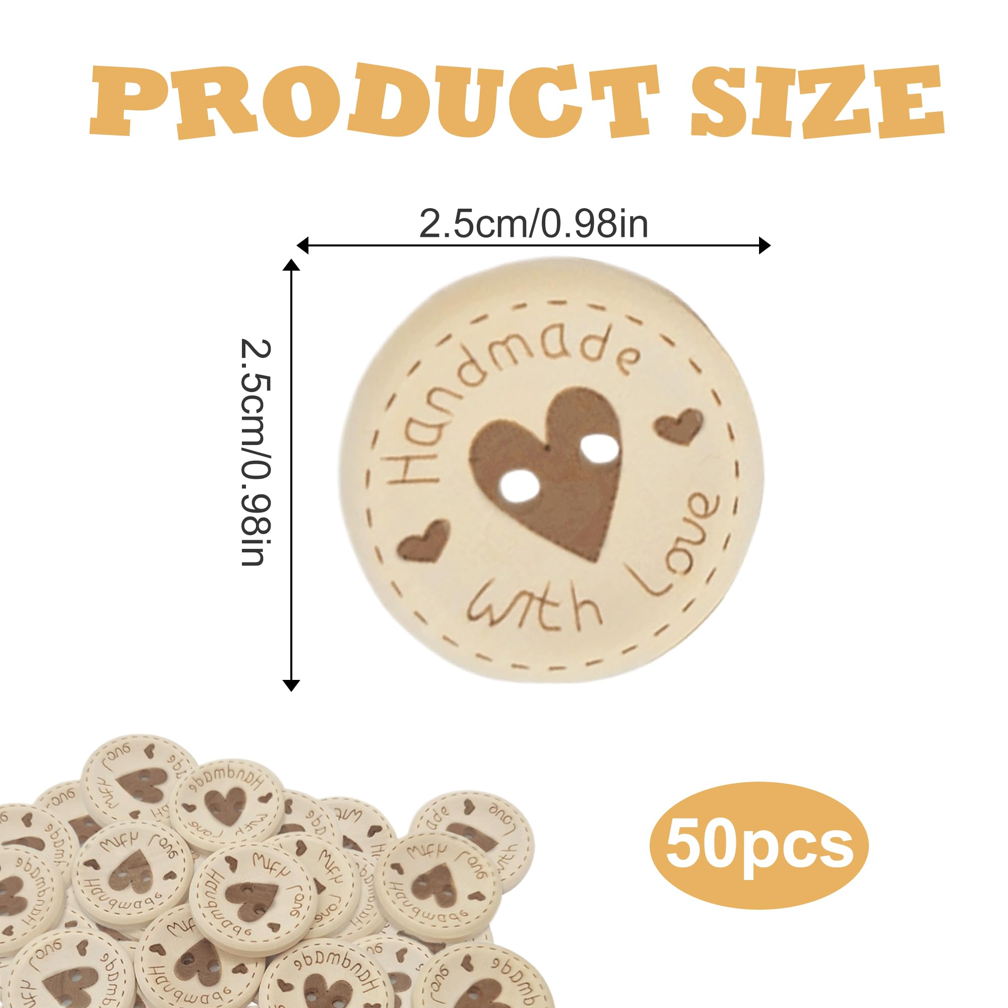 50PCS Wooden Buttons - 25mm Handmade Round Buttons for Sewing Baby Cardigans, Knitting, Crafting, Stocking, DIY Gifts & Decor - Image 2