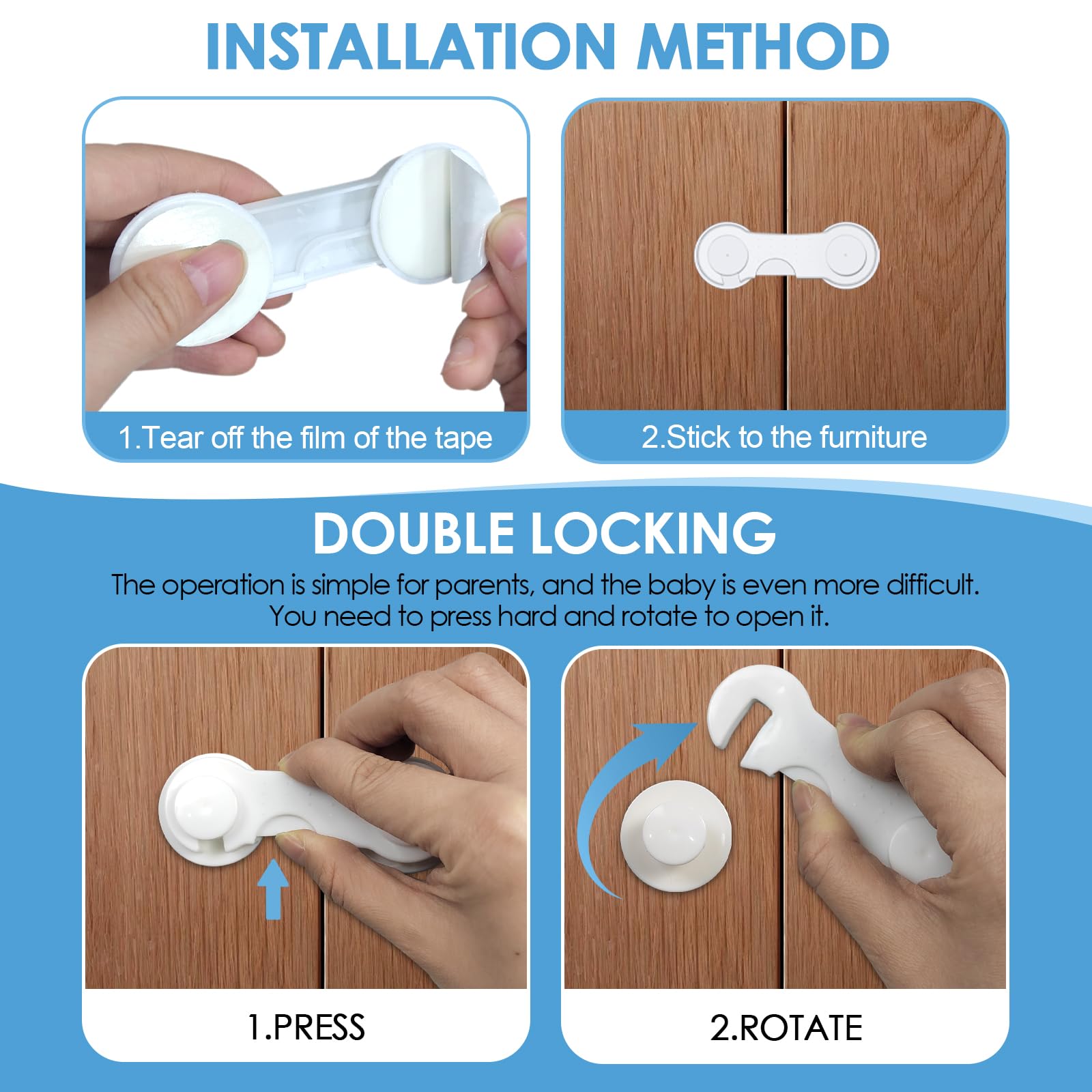 12 Pièces Bloque Porte Bébé, Securite Placard Enfant, Porte Securite Bébé,Porte Securite Bébé pour Meubles, Installation Facile, AdhéSif Fort Sans PerçAge, Blanc