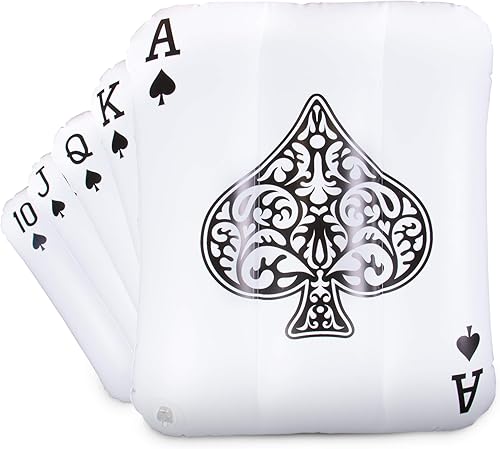 Miniatura 2 de Royal Flush Mini tarjetas de juego inflables  Incluye ase, reina, Jack, 10 de espadas  13 pulgadas PVC flotadores de piscina para Vegas Casino