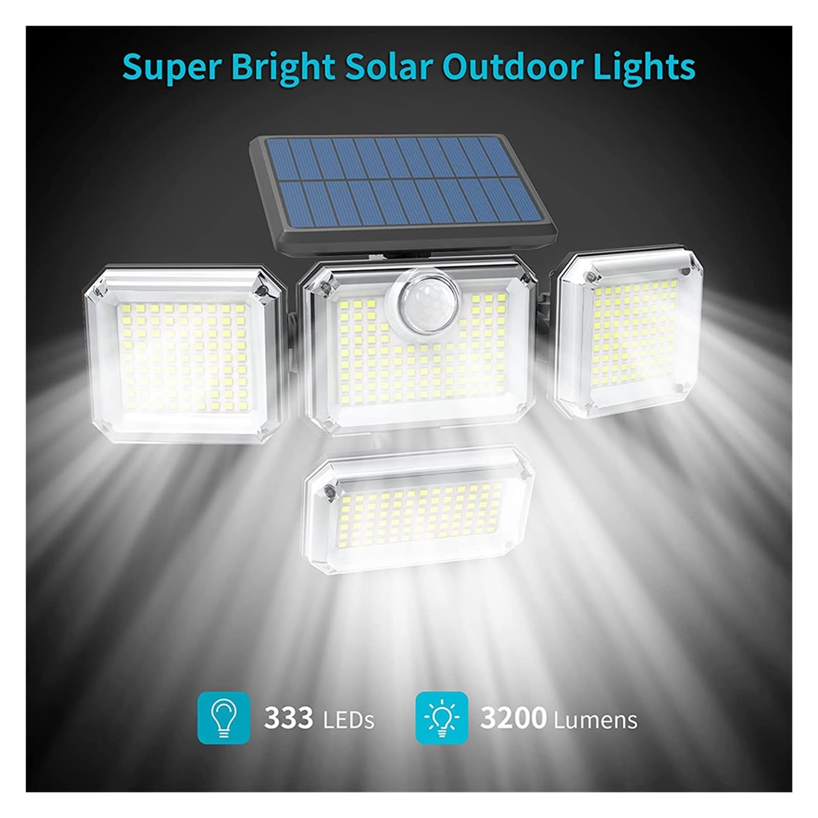 Focos solares LED 333 Luces Solares LED Sensor De Movimiento Al Aire Libre Inducción Humana Cabeza Ajustable IP65 Lámpara De Pared De Energía Solar Impermeable For El Jardín Del Hogar El ahorro de ene