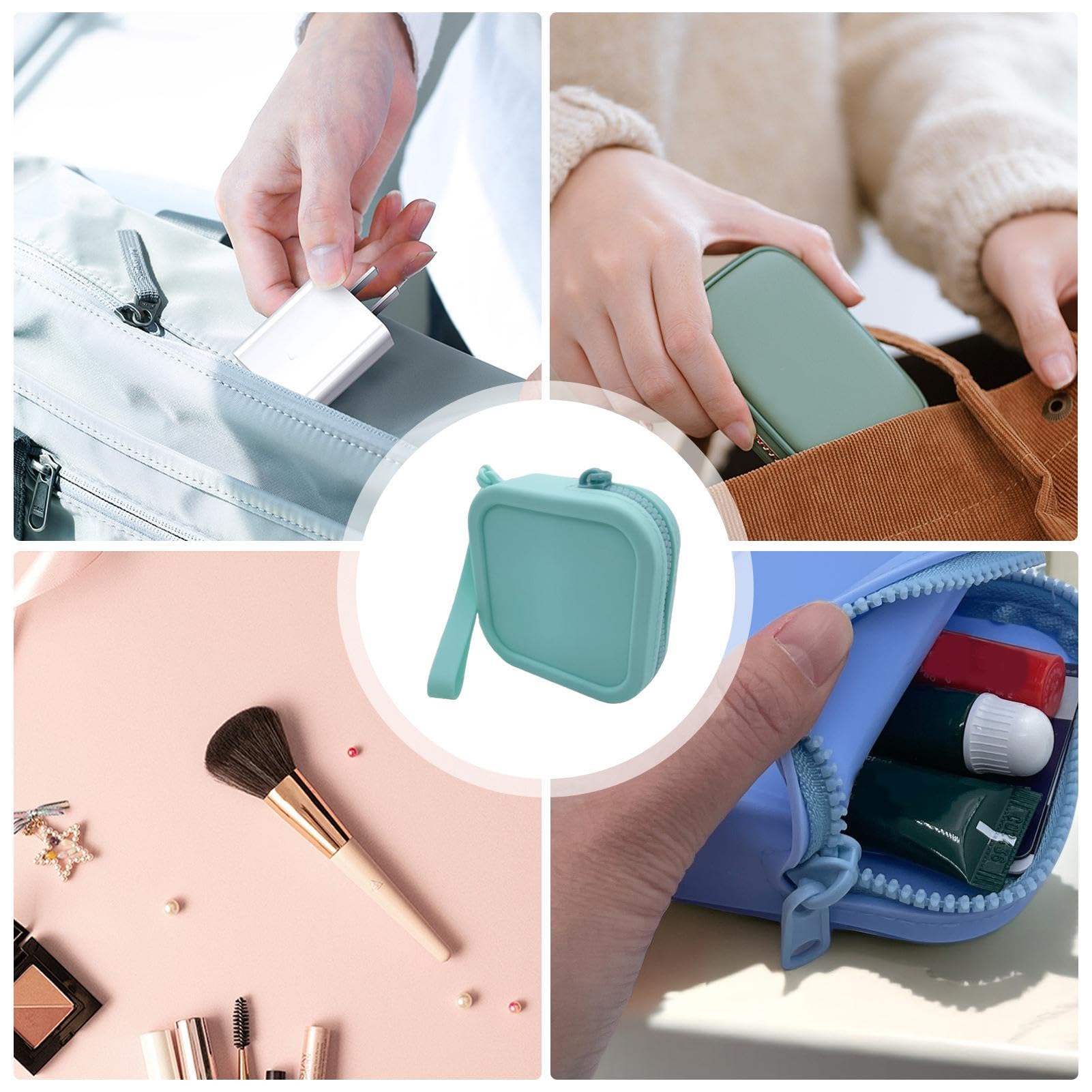 Monedero portátil, Monedero de Silicona, Monedero de Maquillaje, Cartera compacta con Cremallera, Cartera de tamaño de Viaje para Mujeres, niñas, Adolescentes, Accesorios de Maquillaje para