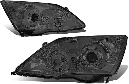 DNA Motoring HL-HPL-HCRC07-SM-CL1 Lente de humo Esquina transparente Diseño Dual Proyector Faros de Repuesto para 07-11 CRV